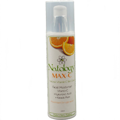 Max-C Vitamin C  Face Moisturiser is a natural and organic age-repair facial moisturiser formulated to brighten, nourish, and revitalise the skin. Proudly made in New Zealand, this powerful daily cream helps prevent and repair dryness, wrinkles, and discoloration while improving smoothness and elasticity.