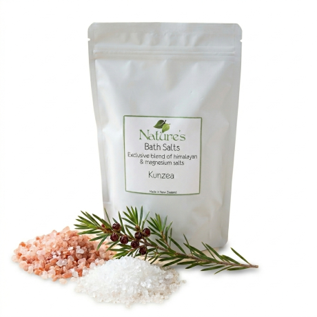 Kunzea Bath Salts 800gm NZ made natural magnesium and Himalayan mineral bath soak for muscle and joint relief